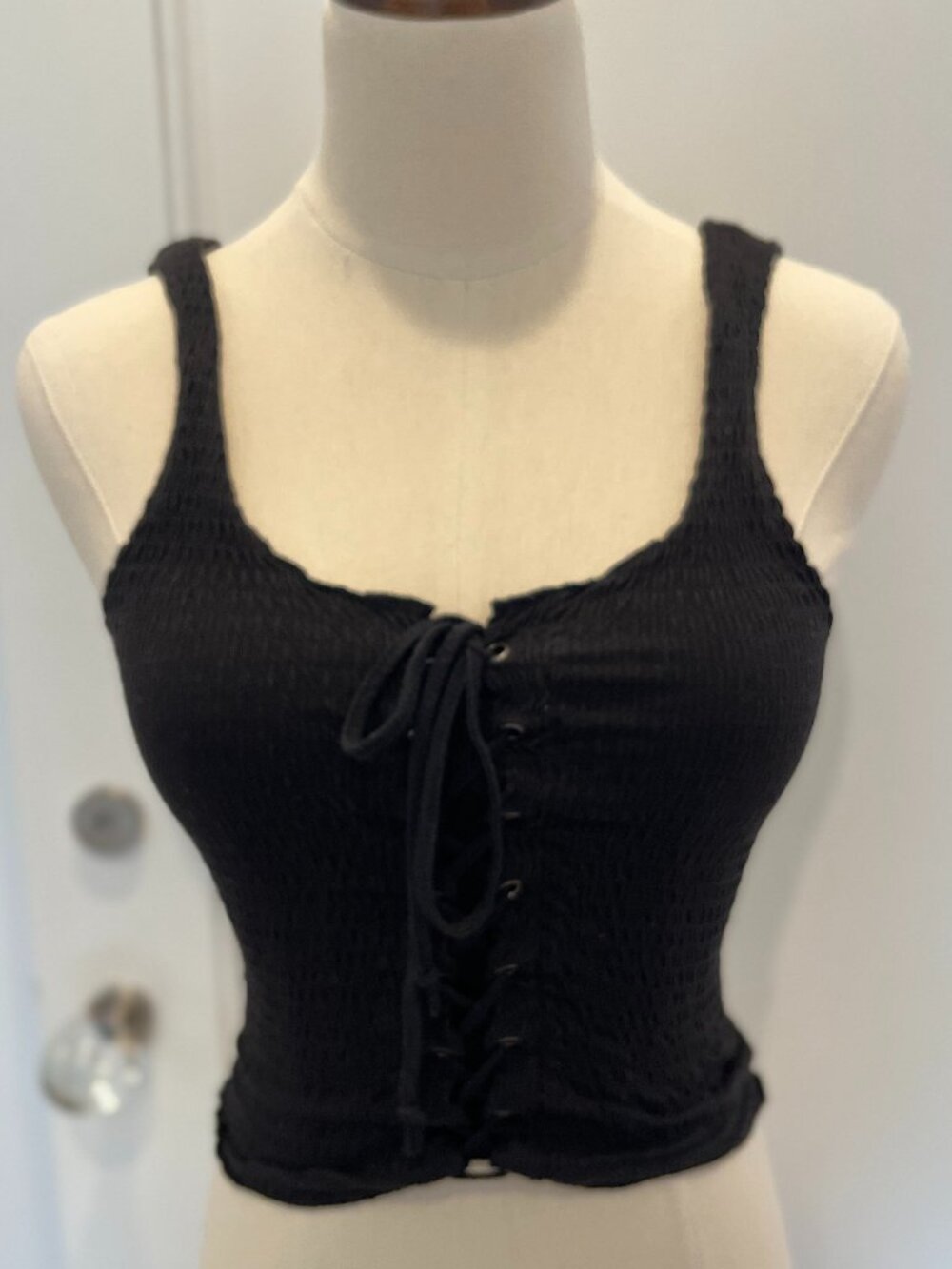 Hot Topic Lace-Up Black Corset Tank Size XS